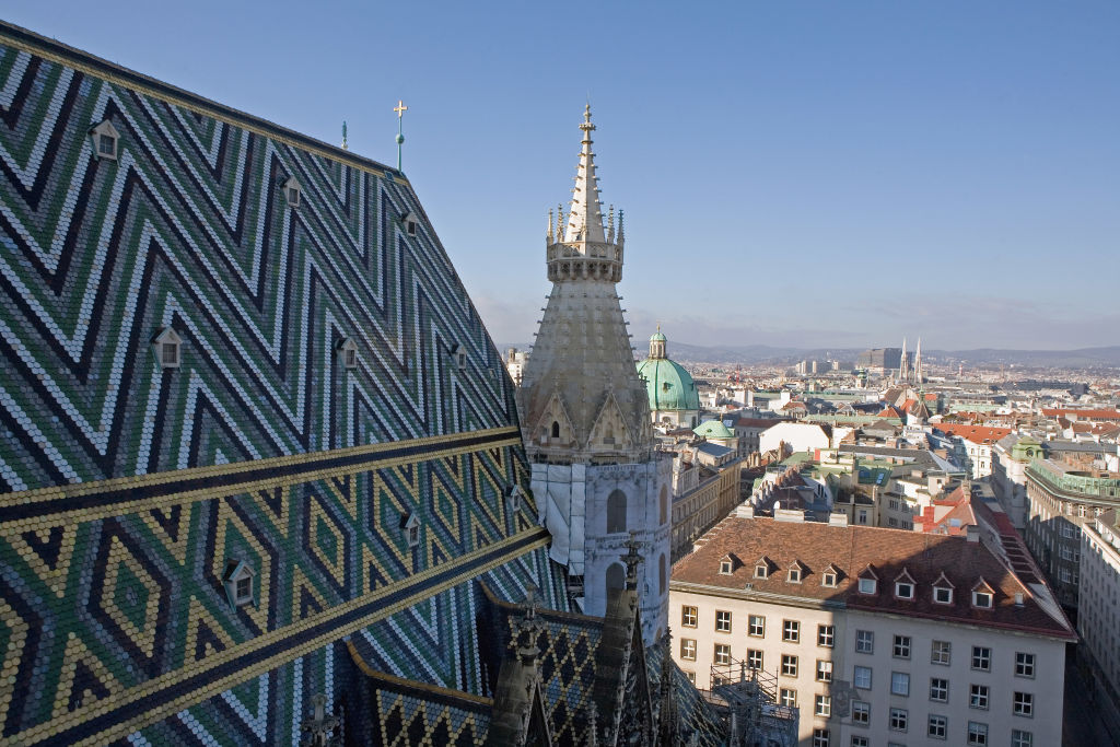 VIENNA, AUSTRIA - NOVEMBER 30: The view overlooking Vienna from the bell tower of Stephansdom (St Stephen's Cathedral) in Stephansplatz in Vienna, Austria. (Photo by Scott Barbour/Getty Images)