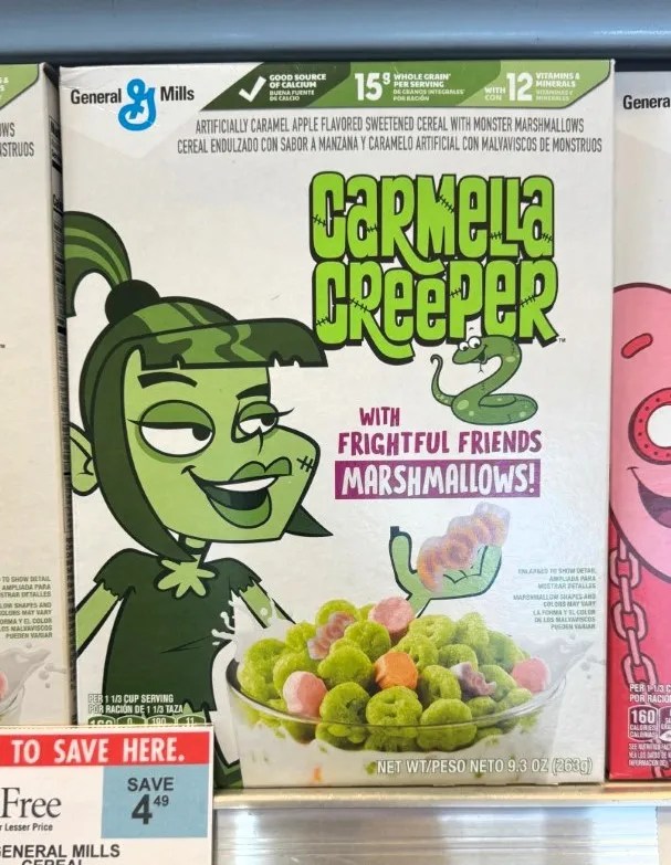 Carmela Creeper cereal box